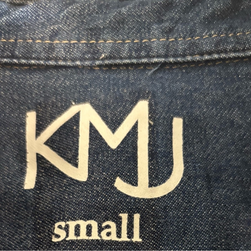 KMJ Signature Ruffle Collar Denim Botton-Down Shirt with 3/4 Sleeves, Size Small - Picture 8 of 12